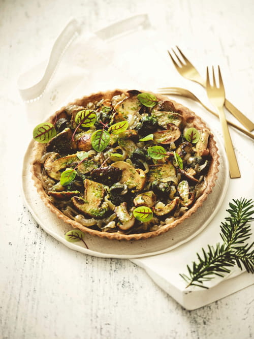 Tarte fondante aux cèpes & escargots de bourgogne en persillade