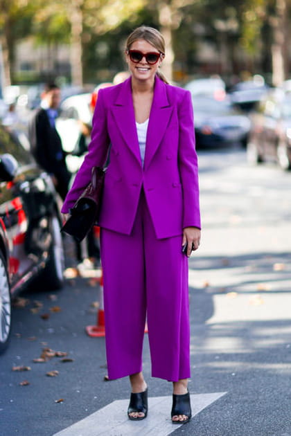 Street looks fashion week Paris&nbsp;: purpleful