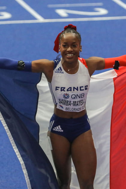 La hurdleuse Cyr&eacute;na Samba-Mayela &agrave; Belgrade en 2022