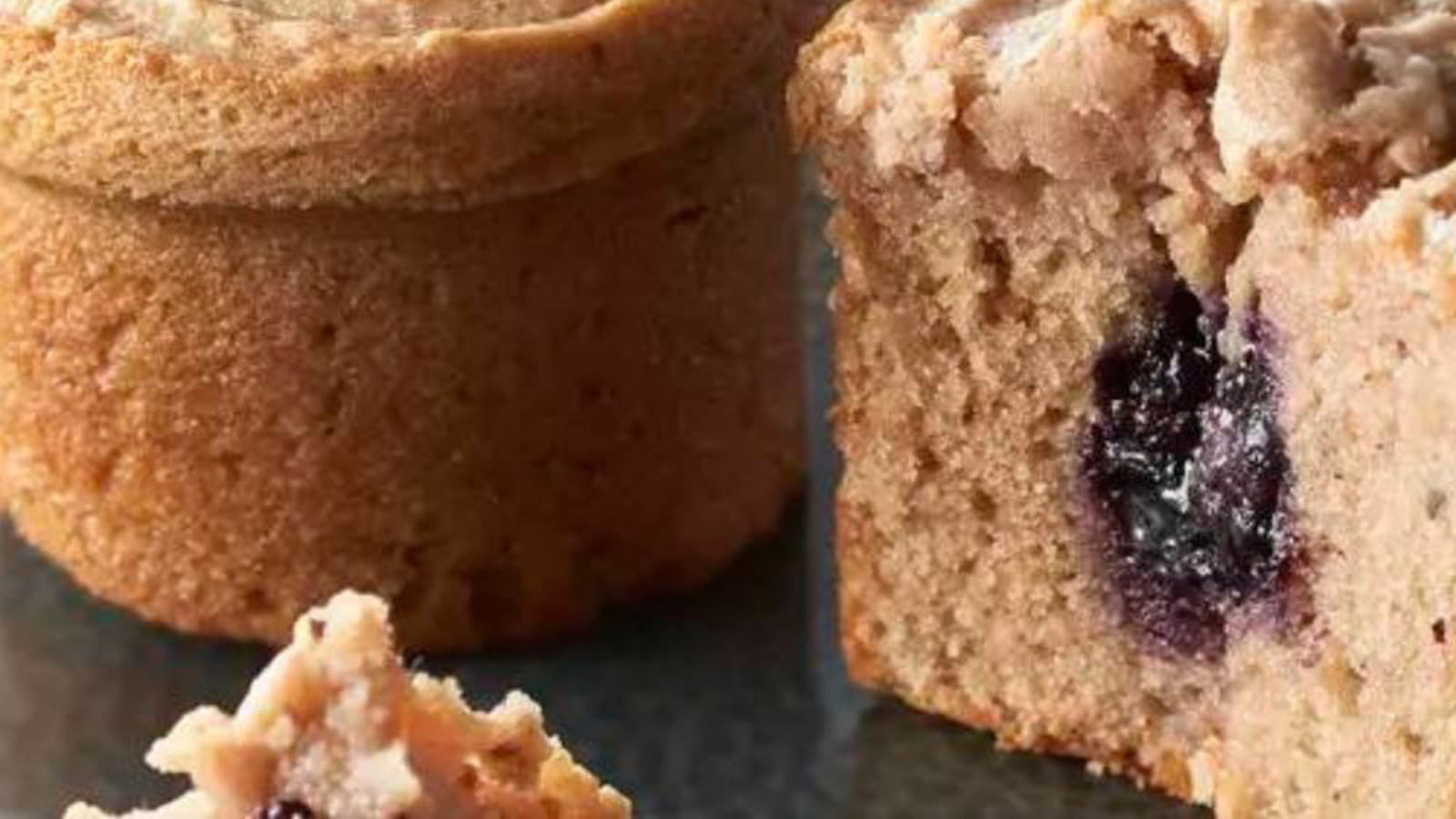 Muffins aux marrons, coeur myrtille