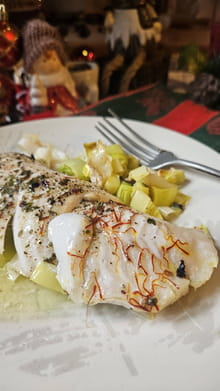 Dos de cabillaud au four et fondue de poireaux au safran : Etape 4