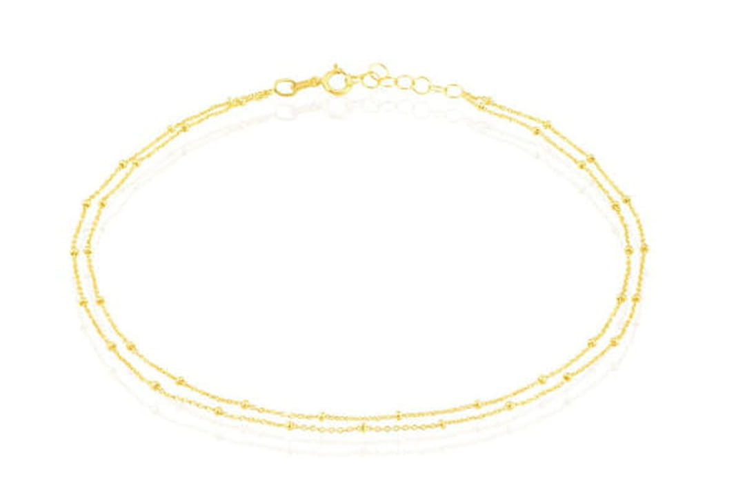 Lot de 2 chaines cheville tressee noire doree + rose doree neuve - Montres & Bijoux