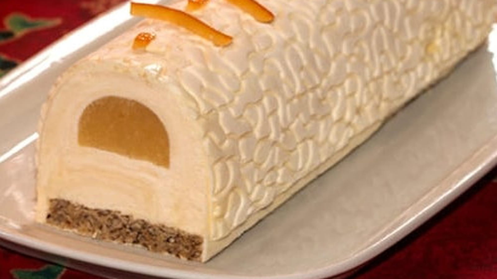 Bûche bavaroise au chocolat blanc et insert mandarine