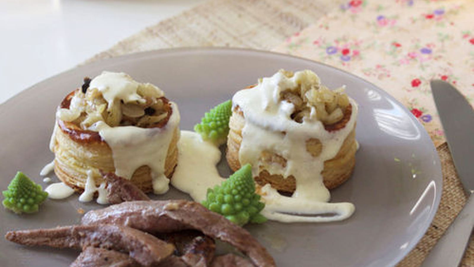 Vol au vent au choudou, champignons, crème de Cantal