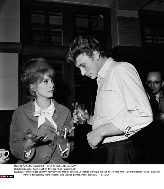 Les deux acteurs, complices, alors que Catherine Deneuve partage sa vie avec Roger Vadim