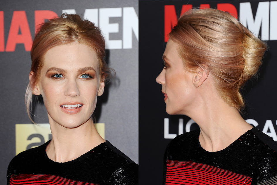 Le chignon banane rose gold de January Jones