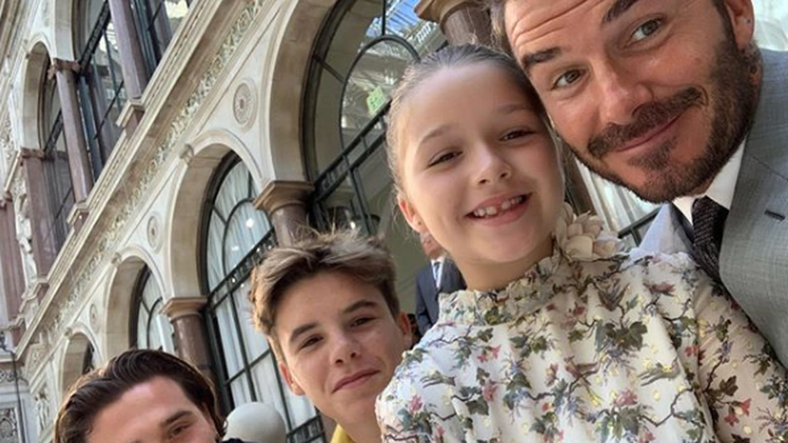 Romeo Beckham, Brooklyn Beckham, Cruz Beckham, Harpen Seven Beckham et David Beckham