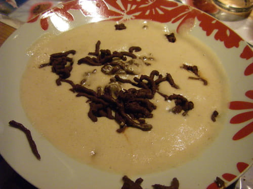 Soupe de bananes et petites pâtes au chocolat