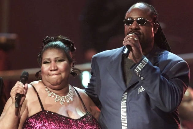 Aretha Franklin chante avec Stevie Wonder en 2001