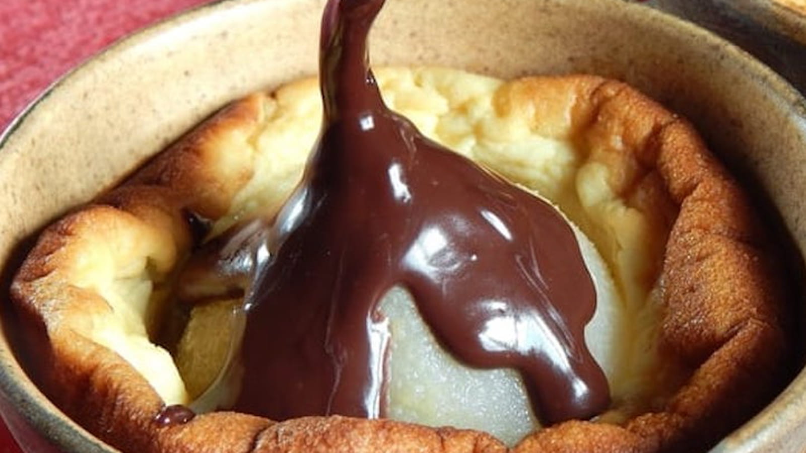 Poires Belle-Hélène en clafoutis