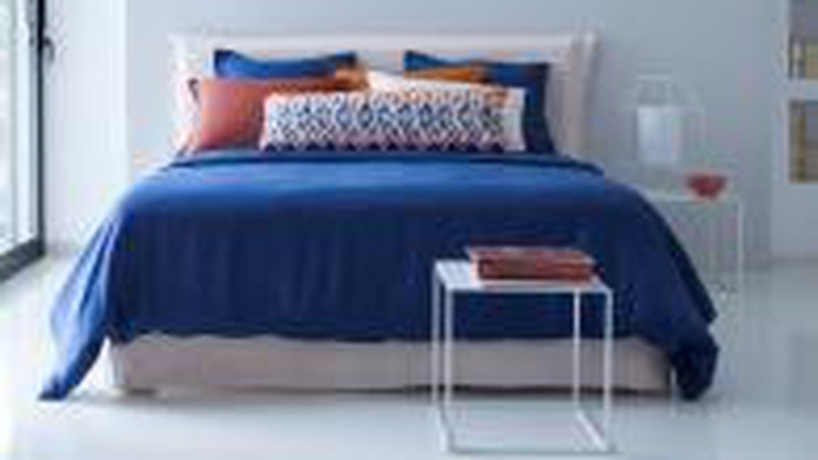 Linge de lit bleu de chauffe