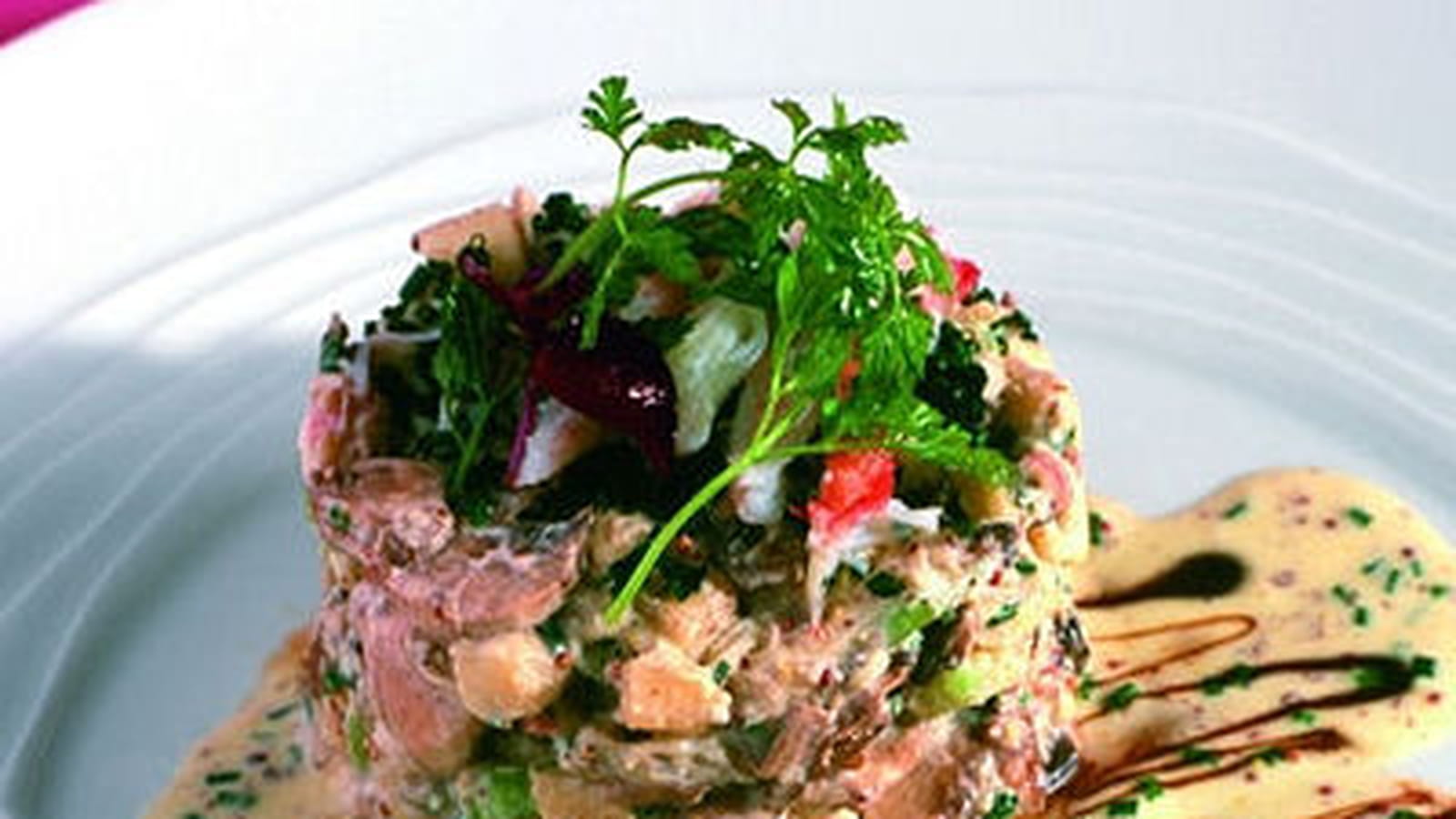 Chartreuse d’Ariane et crabe aux champignons de paris