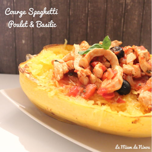 Courge spaghetti poulet & basilic