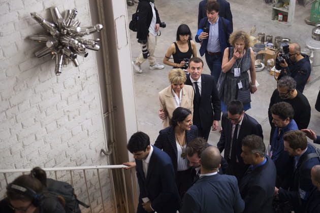 Emmanuel et Brigitte Macron visitent l'atelier de Subodh Gupta, New Delhi