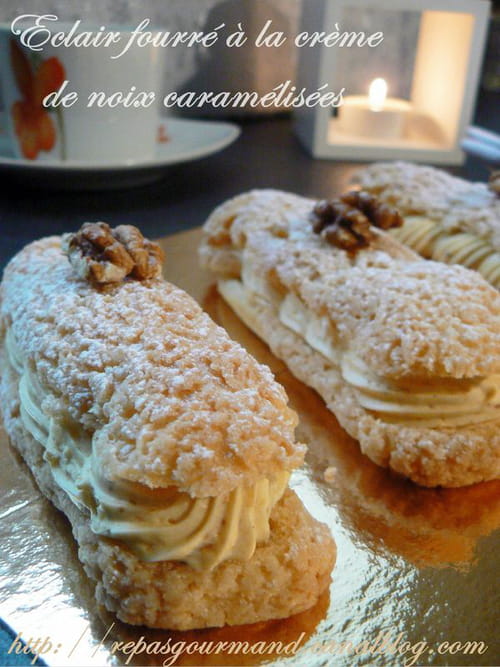 Eclairs fourrés à la crème de noix caramélisées