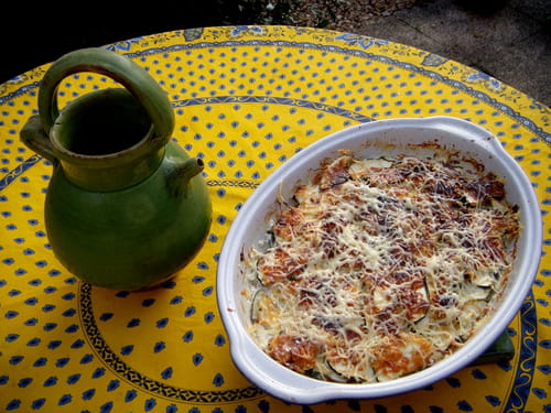 Gratin de courgettes au saumon