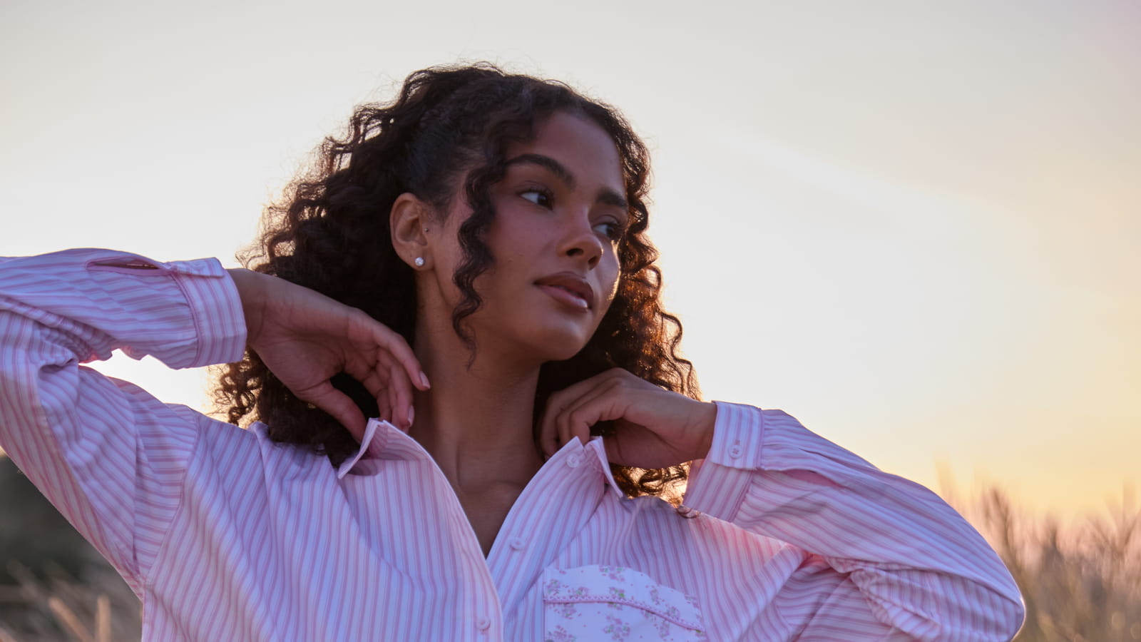 Bloom & Stripe Pyjama Shirt & Bottoms 