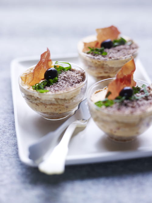 Verrines de tiramisu d’été au jambon de Bayonne