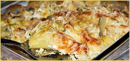 Gratin de courgettes et artichauts au curry