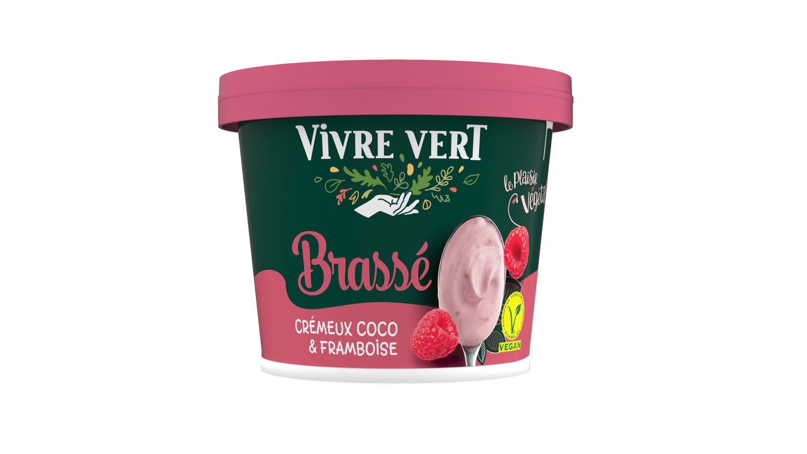 Le brassé crémeux coco framboise de Vivre Vert
