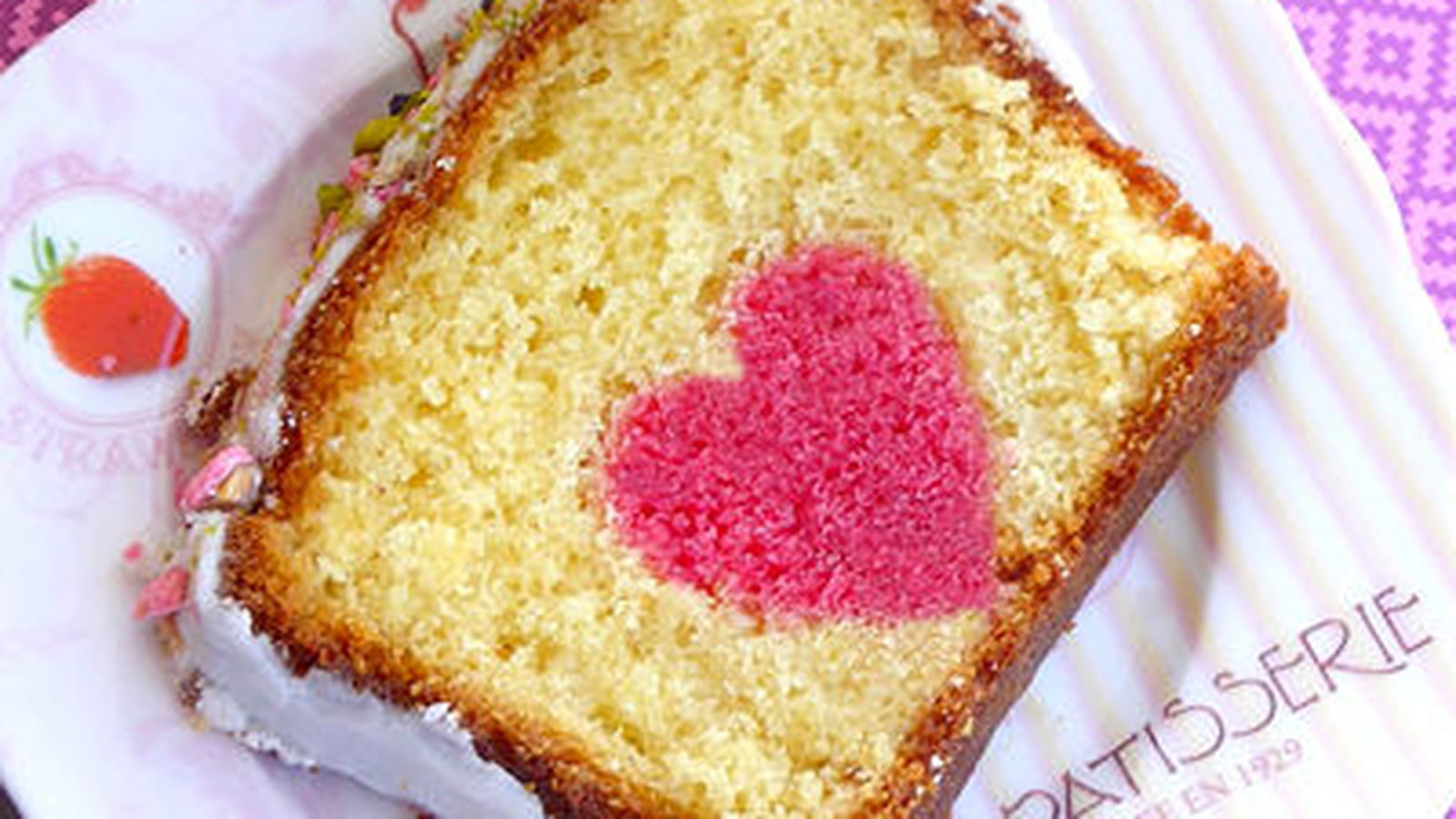 Cake vanille, coeur caché
