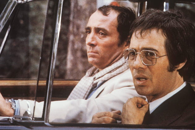 Guy Bedos et Claude Brasseur en tournage en 1976