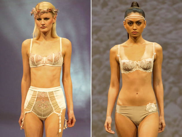 Parure beige et rose de Prelude et dessous nude et blancs d'Ajour