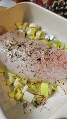Dos de cabillaud au four et fondue de poireaux au safran : Etape 2