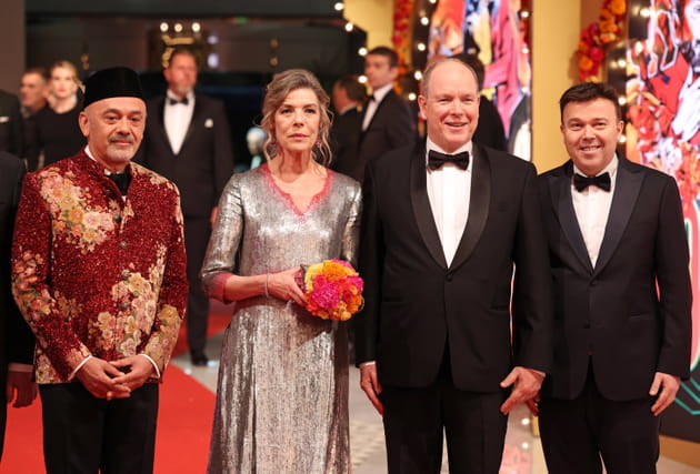 Christian Louboutin, Caroline de Hanovre, Albert de Monaco et Stéphane Valeri, président du Conseil national de Monaco, réunis pour le Bal de la Rose 2023