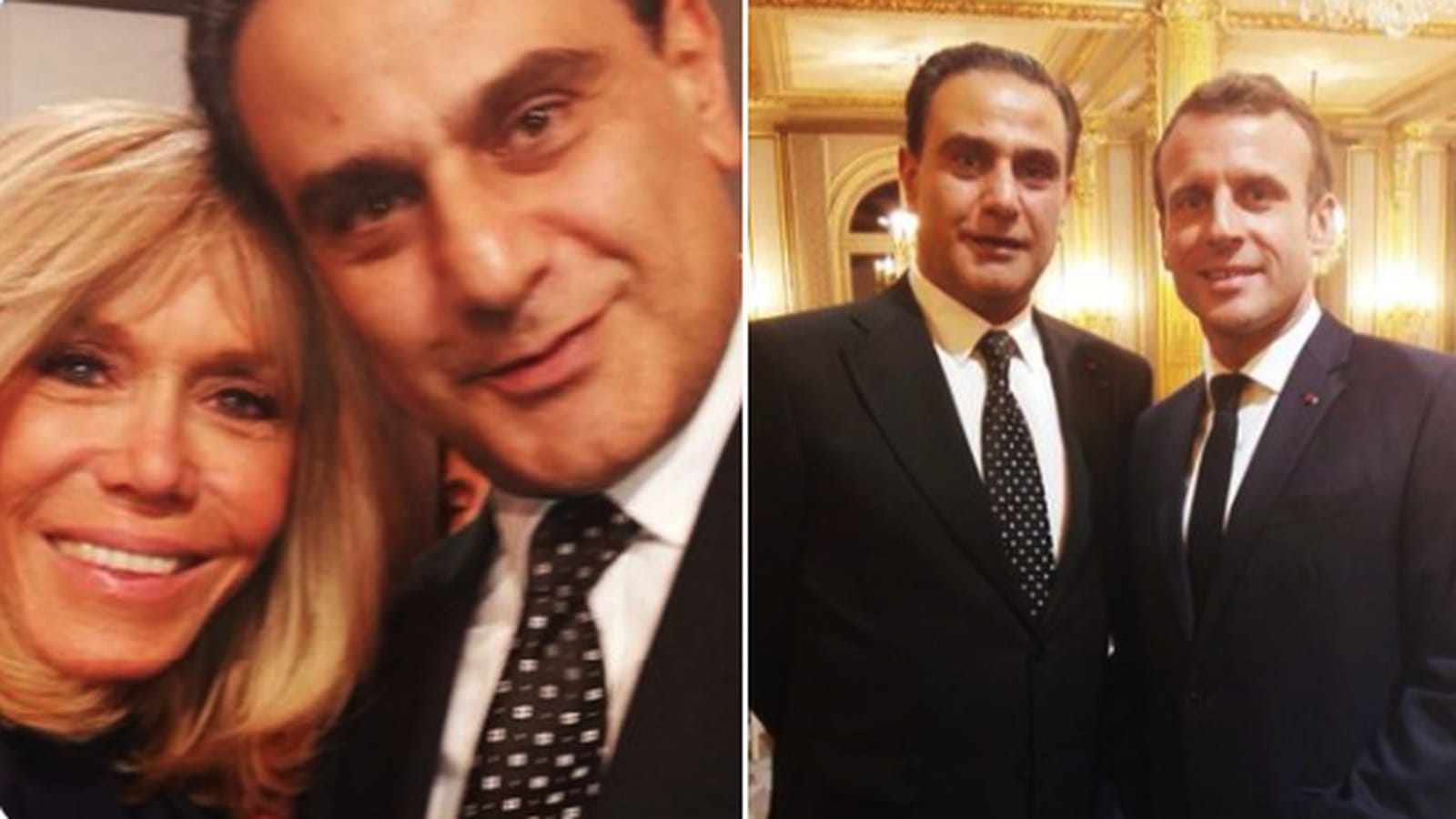 Brigitte et Emmanuel Macron en compagnie d'Elie Hatem