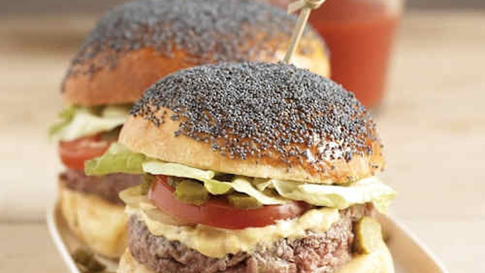 Hamburgers au pavot bleu, petits pains briochés sans sucre