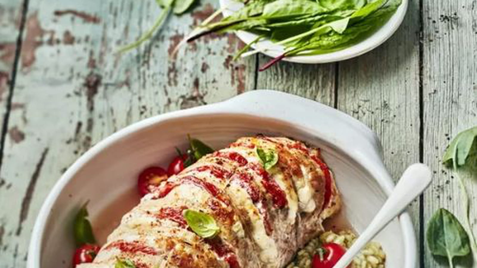 Orloff de veau, tomate, mozzarella et risotto d'oseille