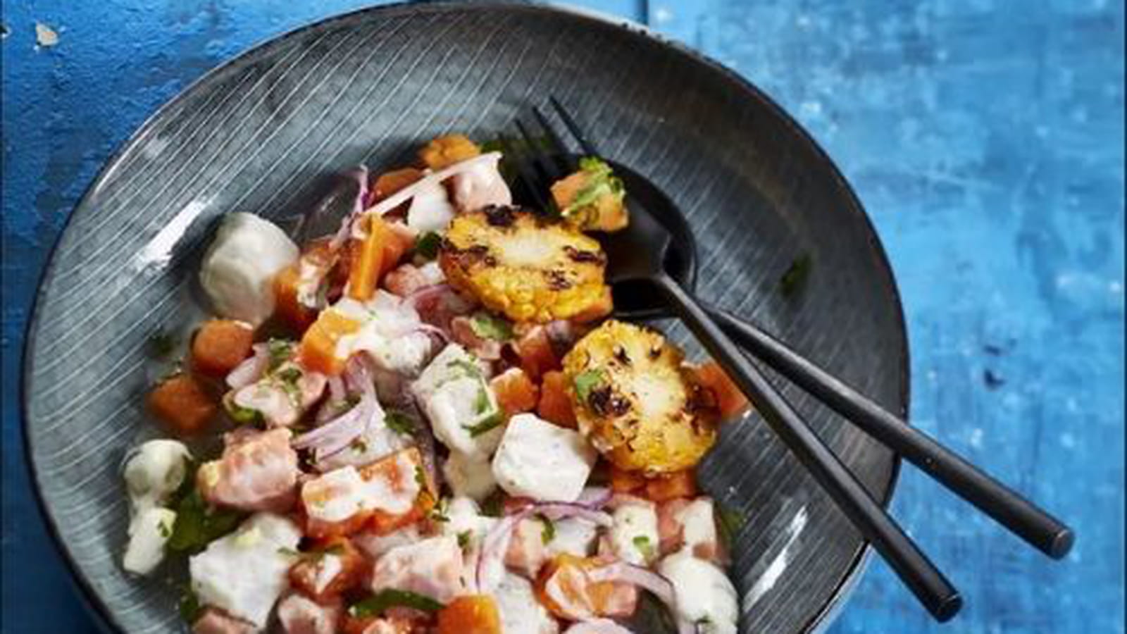 Ceviche aux deux poissons sauce yaourt
