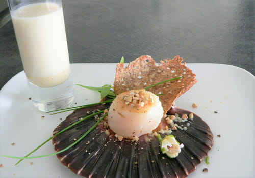 Noix de st Jacques et sa galette de sarrasin à la crème