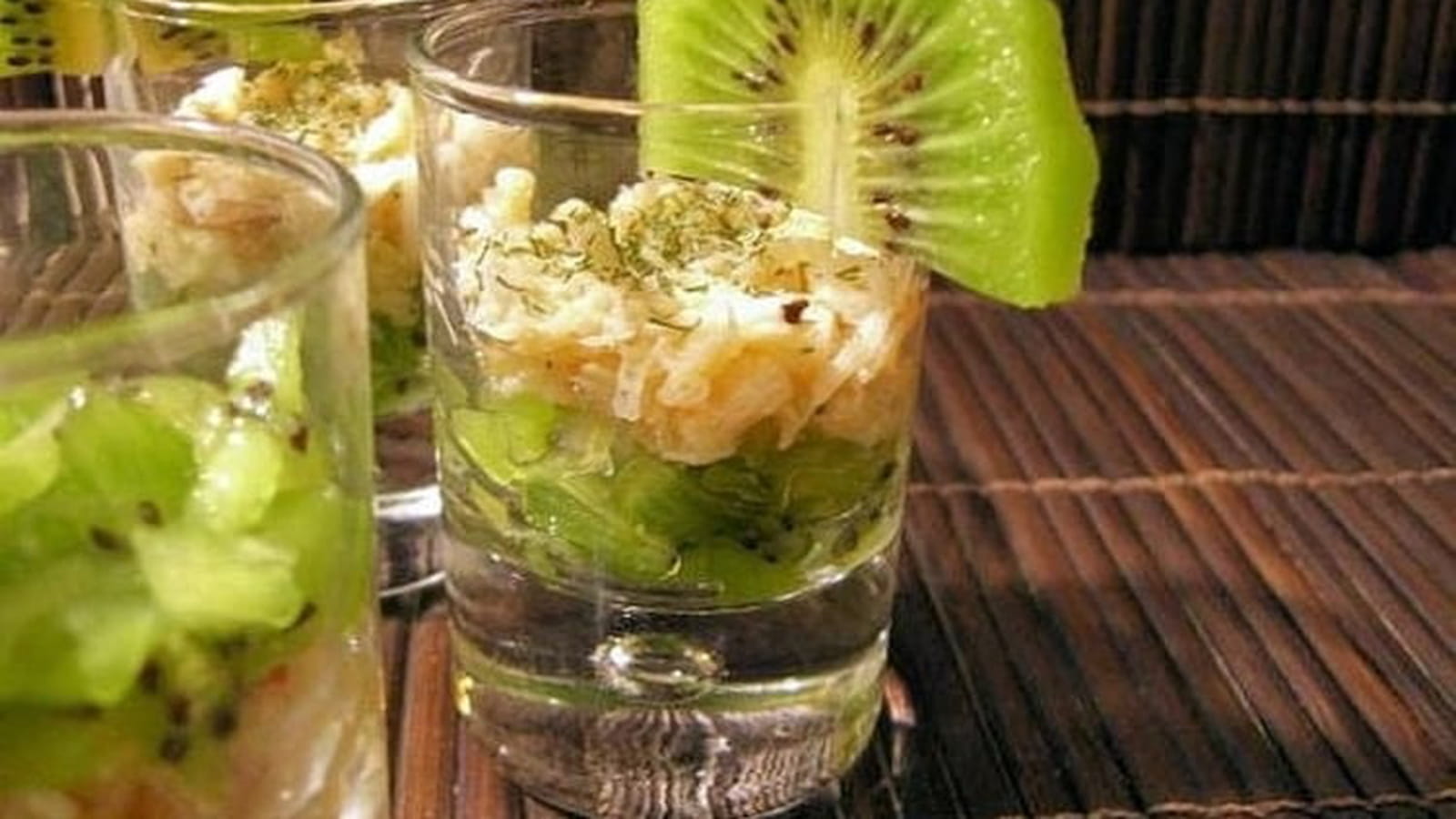 Verrines au crabe et au kiwi