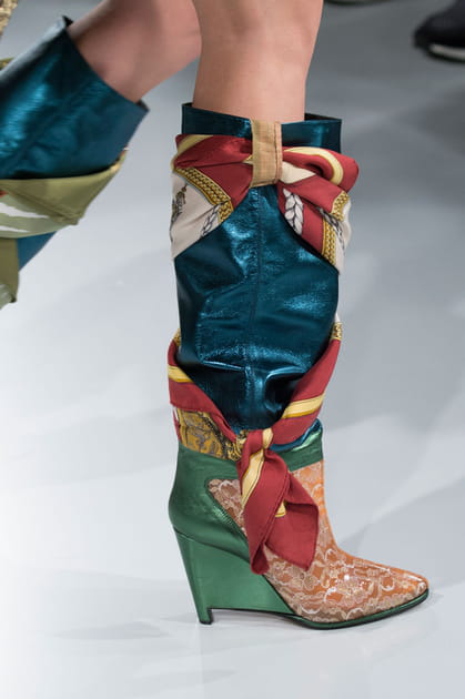 Bottes compens&eacute;es &agrave; foulard du d&eacute;fil&eacute; Maison Margiela