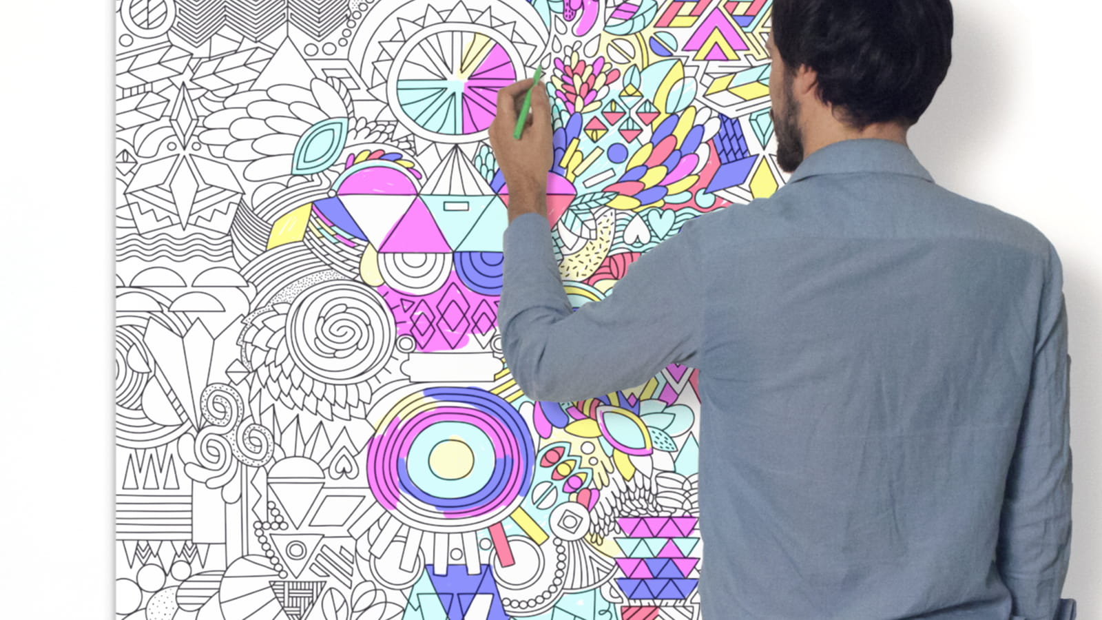 Poster à colorier Happy patchwork d'OMY