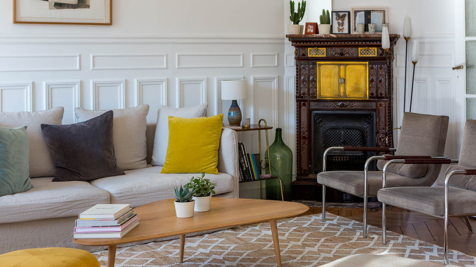 Pouf jaune moutarde