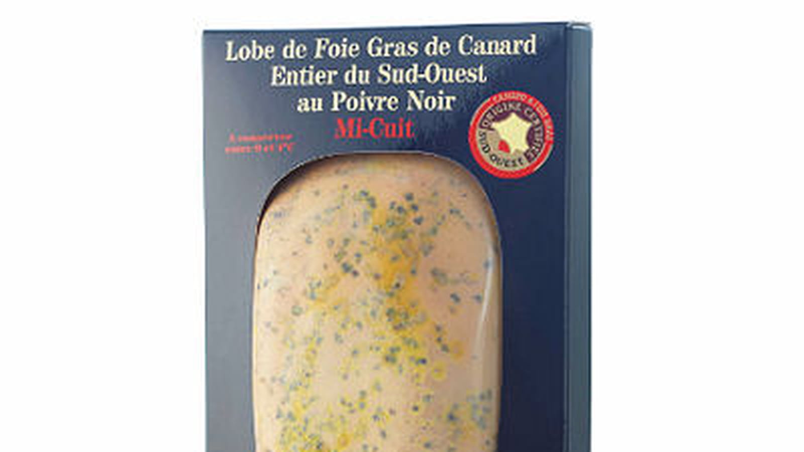 Lobe de foie gras au poivre noir mi-cuit 
