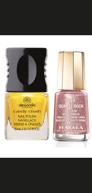 Vernis jaune paillet&eacute; et rose brillant