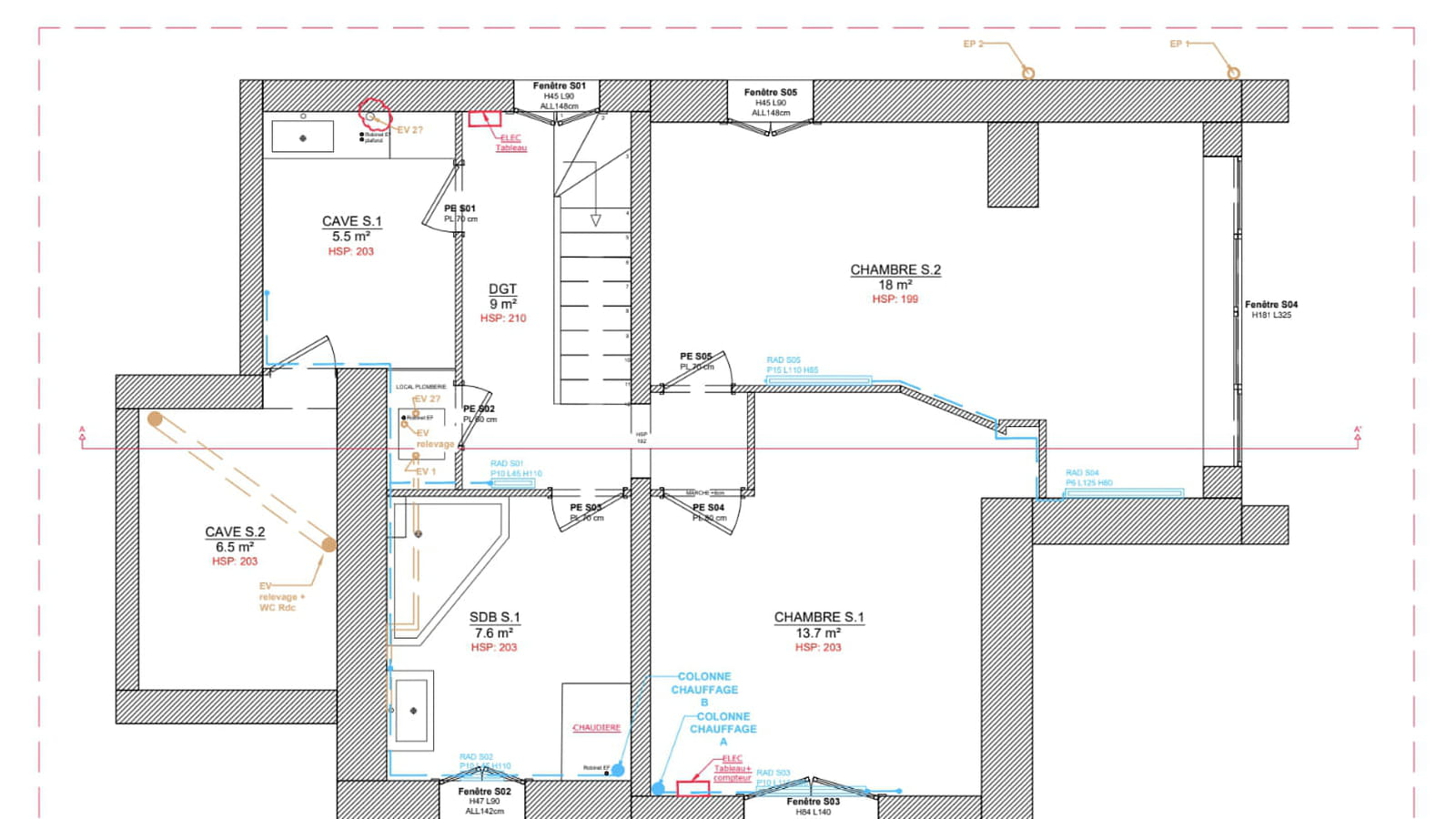 Plan R-1 existant