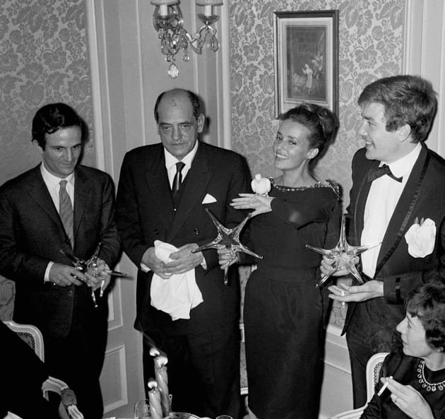 Avec François Truffaut, Luis Bunnuel et Albert Finney, pour recevoir les "Etoiles du Cinéma"