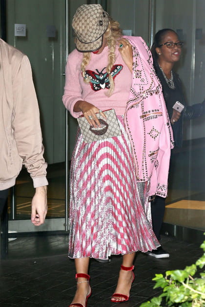 Beyonc&eacute; en total look rose Gucci