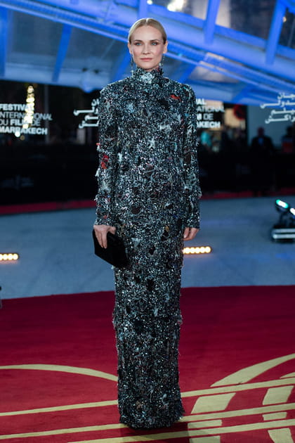 Diane Kruger en robe à paillettes bleues