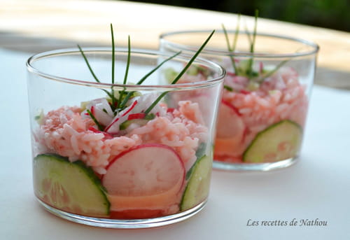 Verrines de riz à la vinaigrette de radis