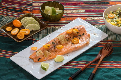 Saumon rôti, Kumquat et salsa de fenouil