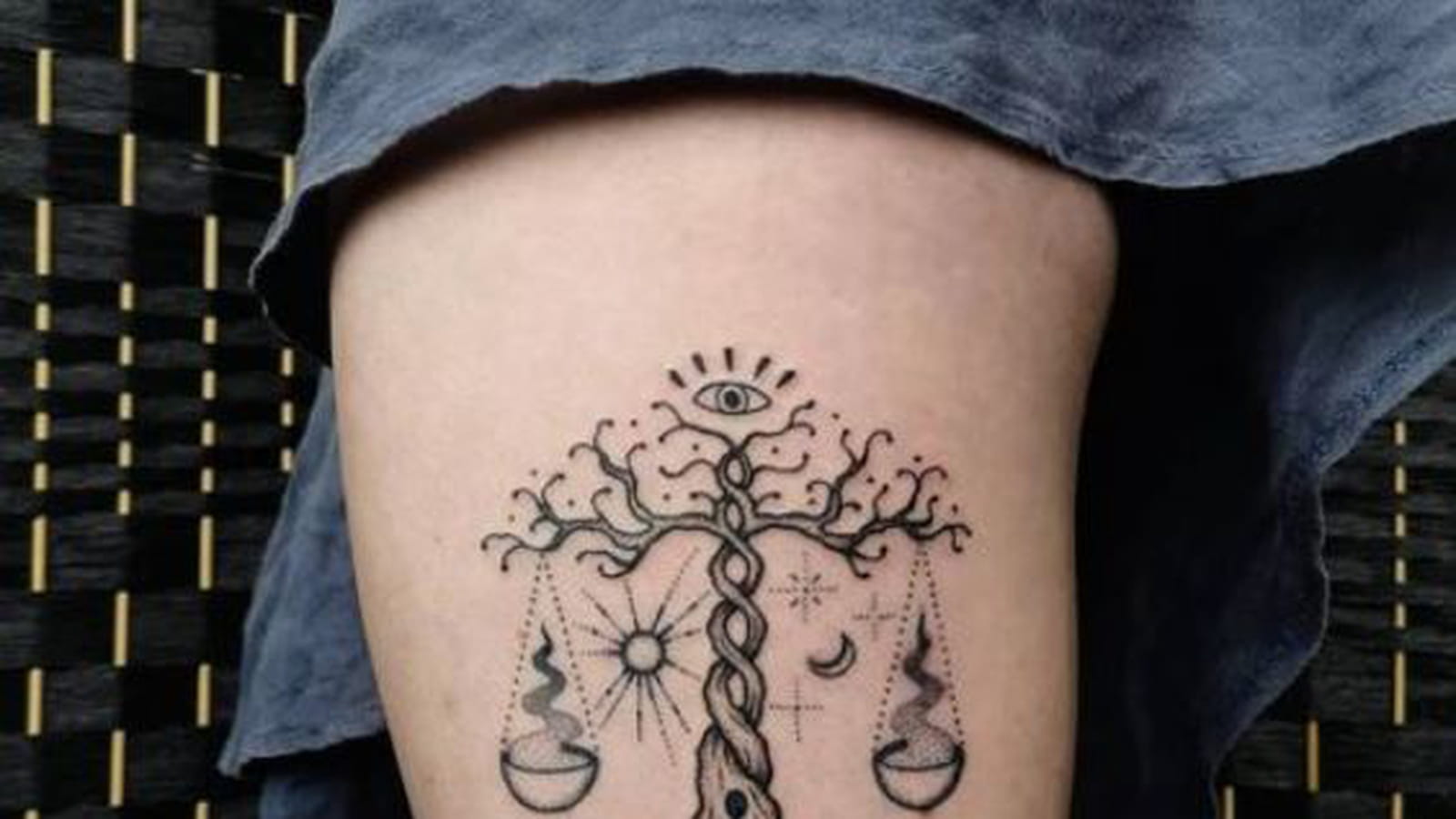 Arbre de vie zen sur la cuisse