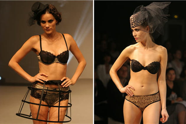 Parure sable et dentelle noire de Chantelle et soutien-gorge invisible et culotte l&eacute;opard de Fashion Forms