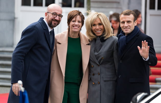 Sourires de circonstance le Premier ministre belge Charles Michel et sa compagne Amelie Derbaudrenghien