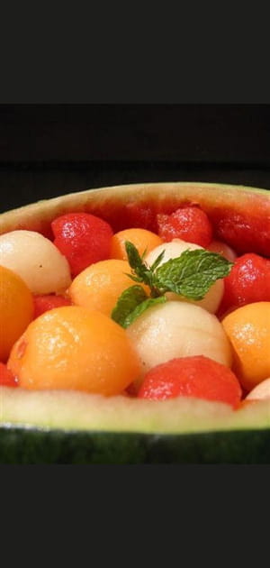 M&eacute;li-m&eacute;lo de melons et past&egrave;ques &agrave; l'eau de rose